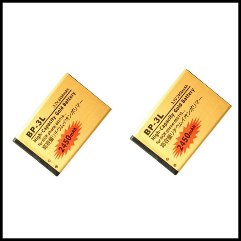 2 шт./лот, золотой аккумулятор для NOKIA Lumia 710, 610, 303, 3030, 510, 603, 610C, BP3L ► Фото 1/4