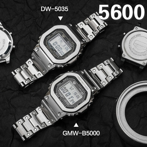 Металлический ремешок для часов DW5600, комплект из нержавеющей стали 316L, чехол для часов для 5035, 5600, ремешок для часов + БЕЗЕЛЬ ► Фото 1/6