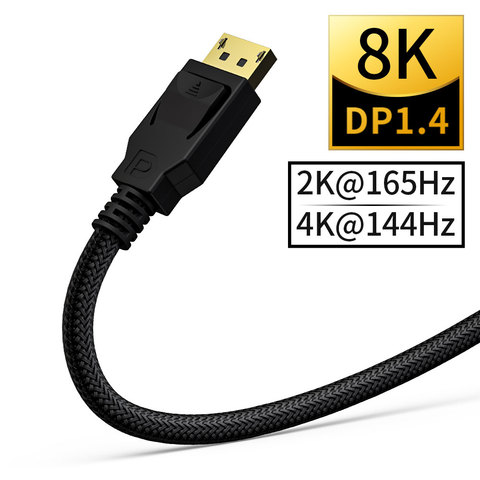Displyport DP 1,4 DP 1,2, кабели с поддержкой 8K, 60 Гц, 4K, 144, потоковое сжатие, 32,4 Гбит/с, 32 бит, HDR для видео, ПК, ноутбука, телевизора ► Фото 1/6