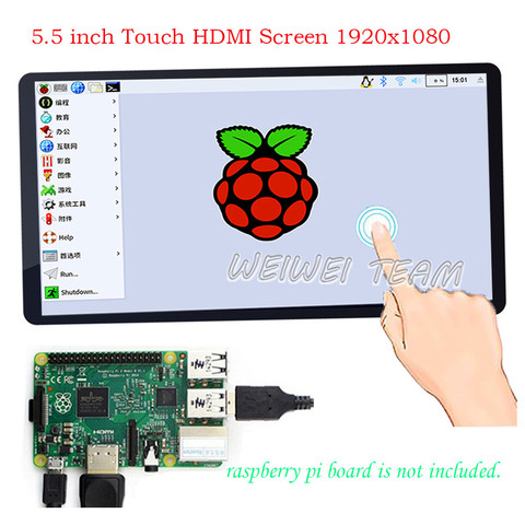 Сенсорный ЖК-дисплей 5,5 дюйма 1920X1080 5 точек для Raspberry pi4 pi3 Model B + Android TV Box Game Box Window 10 8 7 ► Фото 1/6