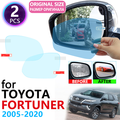 Для Toyota Fortuner AN50 AN60 AN150 AN160 Hilux SW4 SR5 2005 ~ 2022 полноразмерное зеркало заднего вида, непромокаемая противотуманная пленка, аксессуары ► Фото 1/6