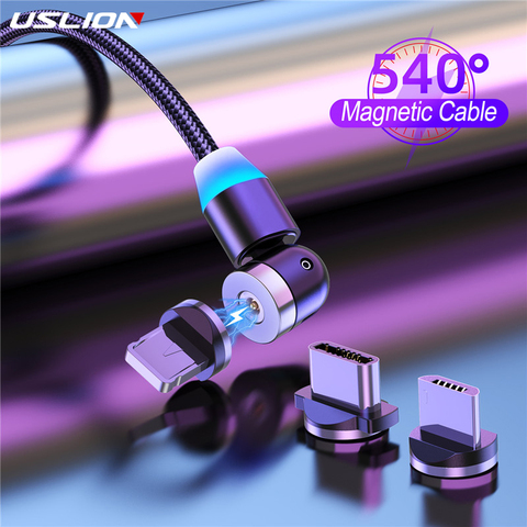 LED 540 Магнитный USB кабель для быстрой зарядки USB type C кабель магнит зарядное устройство микро кабель для iPhone 12 Xiaomi Redmi Samsung Huawei ► Фото 1/6