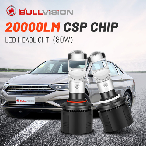 Bullvision 20000LM H7 светодиодный фары с Мини объектив проектора Би-светодиодный H4 высокого луча ближнего H11 H8 H9 9005 9006 HB3 HB4 автомобильные лампы ► Фото 1/6