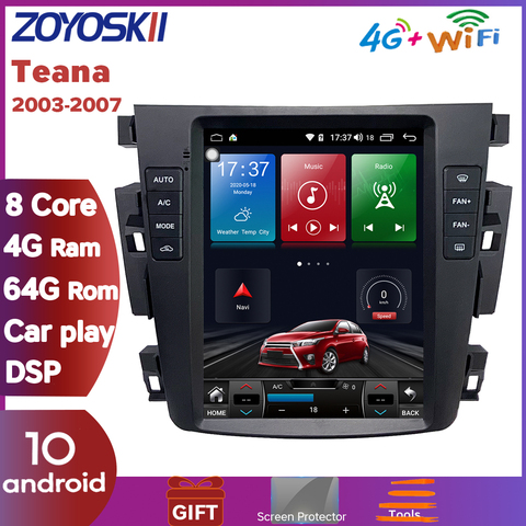 ZOYOSKII Android 10 os 10 дюймов Автомобильный gps мультимедийный Радио bt навигация для Nissan teana J31 2003-2007 230JK 230jm samsung sm7 ► Фото 1/5