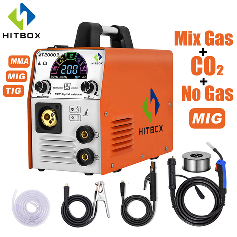 HITBOX Mig сварочный аппарат Tig Arc Mix Gas No Gas Mig 220V многоцелевой сварочный аппарат для железа из оцинкованной стали MT2000 ► Фото 1/6