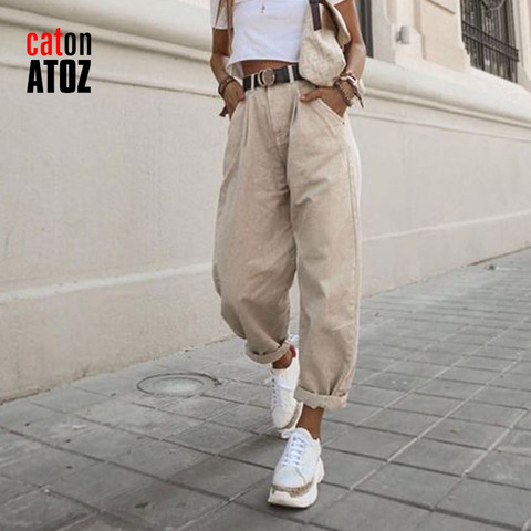 Женские брюки-карго catonATOZ, свободные шаровары с высокой талией, повседневные брюки большого размера, 2248 ► Фото 1/6