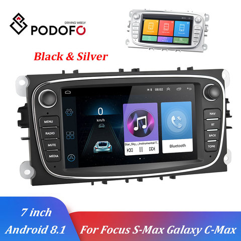 Podofo Android 8,1 2 Din Автомобильный мультимедийный плеер GPS WI-FI авто 7 ''автомобиля радио плеер для Ford Focus/S-Max/Mondeo 9/GalaxyC-макс ► Фото 1/1