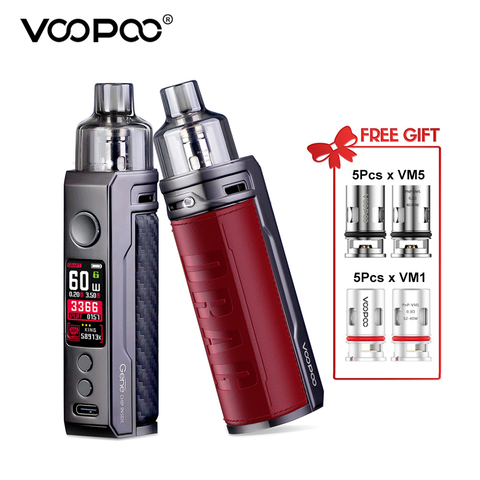 Оригинальный набор Mods VOOPOO DRAG S Pod 2500 мАч встроенный аккумулятор 60 Вт Выход 4,5 мл Drag S Pod Mod Vaper W/GENE.TT чип VM5 VM1 катушки ► Фото 1/6