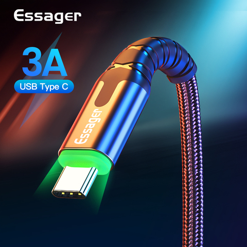 Кабель Essager USB Type C 3 м кабель для быстрой зарядки USBC кабель Type-C для Xiaomi Redmi Note 8 7 Samsung мобильный телефон USB-C зарядное устройство ► Фото 1/6
