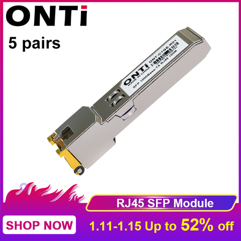 Модуль ONTi SFP RJ45, коммутатор gbic 10/100/1000, коннектор SFP, медный модуль RJ45 SFP, гигабитный порт Ethernet ► Фото 1/5