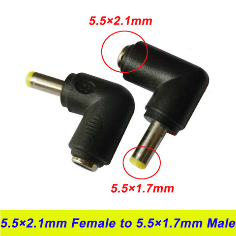 Компсон-1 шт. DC Разъем 5,5x2,1 мм Женский до 5,5 × 1,7 мм мужской 90 штекер 90 градусов конвертер для ноутбука Мощность адаптер 5,5 × 2,1 до 5,5 × 1,7 ► Фото 1/6