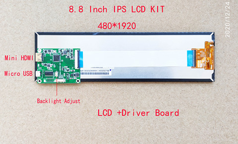 8,8 дюймов IPS длинная полоса Дисплей растягивается бар HDMI Mipi Дисплей Aida64 монитор USB 5V Мощность второй Дисплей тонкий 1920*480 ► Фото 1/5