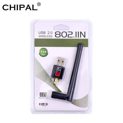Внешняя беспроводная сетевая карта CHIPAL 150 Мбит/с, 150 м, мини USB, Wi-Fi адаптер, антенна LAN Ethernet Wi-Fi приемник, ключ 802.11n/g/b ► Фото 1/6