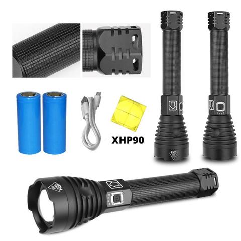 Самый мощный светодиодный фонарик XHP90, масштабируемый тактический фонарь xhp70 XHP50, 18650 или 26650, заряжаемый от usb аккумулятор, ручной фонарь P90 P70 P50 ► Фото 1/6