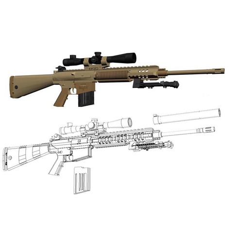 3D бумажная модель пистолета M110 снайперская винтовка 1: 1 масштаб DIY Ручная работа бумажные ремесленные игрушки ► Фото 1/4