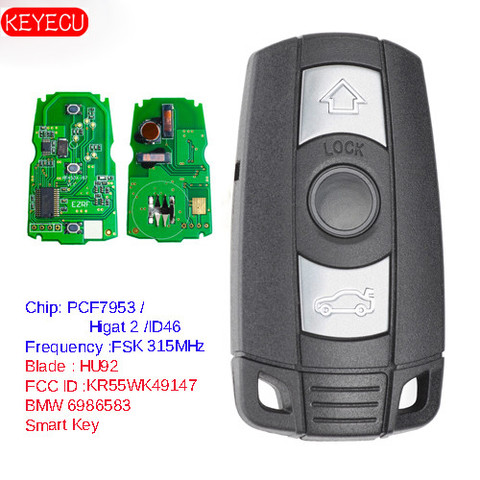 KEYECU Keyless-Go функция Полный Интеллектуальный удаленный ключ 315 МГц/868 МГц PCF7953 чип для BMW CAS3 3/5 серии X5 2006-2011 KR55WK491 ► Фото 1/6