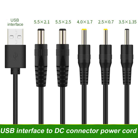 USB мужчина до 3,5 × 1,35, 4,0 × 1,7, 5,5 × 2,1, 5,5 × 2,5 мм DC бочоночного разъема Мощность кабель переменного тока Разъем передачи Зарядное устройство преобразователь интерфейса ► Фото 1/5