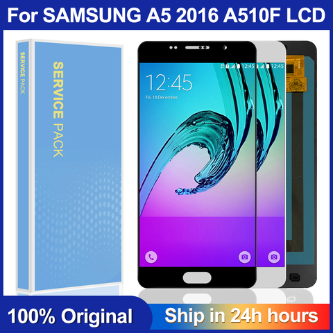 Оригинальный 5,2 ''Super AMOLED LCD для Samsung Galaxy A5 2016 A510F A510M A510FD A510, ЖК-дисплей, сенсорный экран, дигитайзер, для сборки ► Фото 1/6