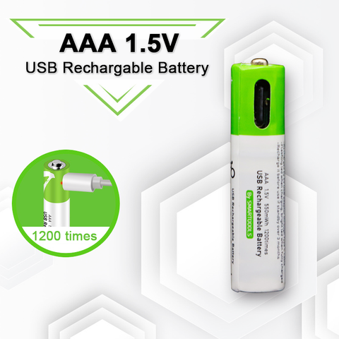 Литий-ионная аккумуляторная батарея высокой емкости 1,5 в AAA 550 мВт-ч USB для дистанционного управления беспроводной мышью + кабелем ► Фото 1/6