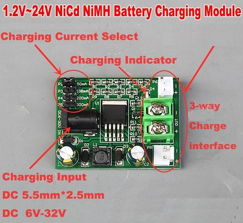 Новинка, модуль зарядного устройства 1,2 ~ 24 В 2,4 3,6 12 в Ni-Cd Ni-MH NiCd для аккумуляторов, зарядная плата, детали для анализа измерений, 1 шт. ► Фото 1/1