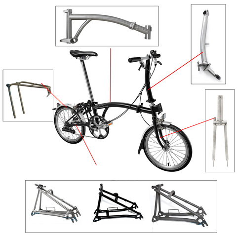 Велосипедная Рама Aceoffix для велосипеда Brompton, передняя вилка, Задняя рама из титанового сплава ► Фото 1/6