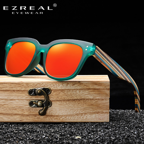 EZREAL дизайн натуральные деревянные солнцезащитные очки ручной работы мужские Солнцезащитные очки женские брендовые дизайнерские оригинальные цветные очки Oculo S5089 ► Фото 1/6