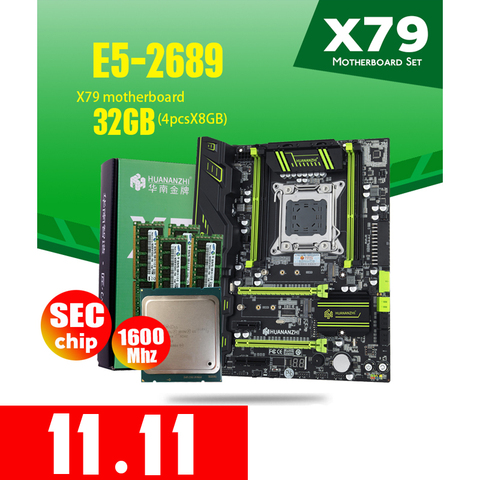 Материнская плата HUANANZHI X79 LGA2011 ATX Combos E5 2689 ЦПУ 4 шт. x 8 ГБ = 32 ГБ DDR3 ОЗУ 1600 МГц PC3 12800R PCI-E NVME M.2 SSD ► Фото 1/6