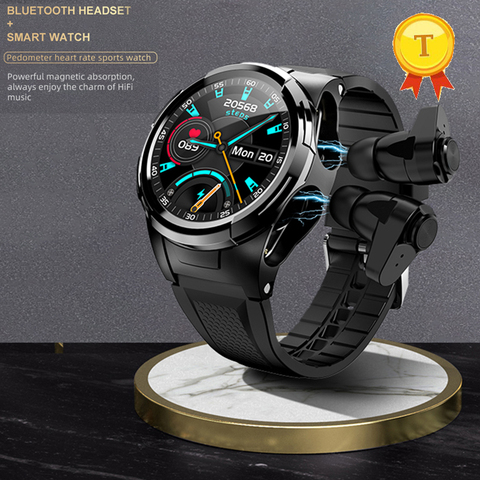 2022 лучшие продажи спортивные Смарт-часы TWS Bluetooth наушники 2в1 круглый дисплей контроль температуры тела Смарт-часы Смарт-браслет ► Фото 1/6