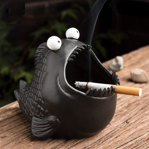 Tao Fan креативная керамическая пепельница с милым животным Пиранья для рабочего стола, офисное украшение, бытовая ветрозащитная и летучая пепельница для автомобиля, маленькая пепельница ► Фото 1/6