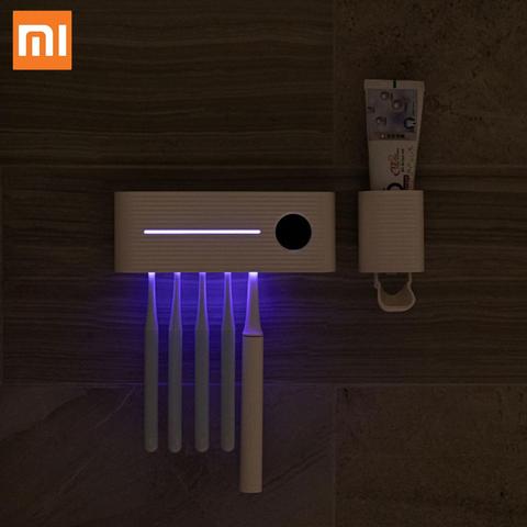 Держатель для зубной щетки Xiaomi, автоматический стерилизатор для бактериальных зубных щеток с ультрафиолетовым светом, диспенсер для антибактериальной зубной пасты ► Фото 1/6