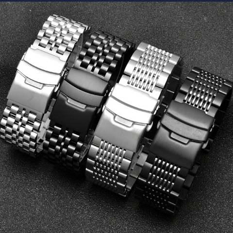 Металлический браслет из нержавеющей стали для Huawei Watch gt, ремешок для Samsung Galaxy Watch 46 мм S3 Frontier/Classic, 20/22/24 мм ► Фото 1/6