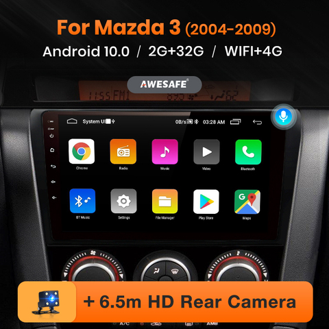 Автомагнитола AWESAFE PX9 для Mazda 3 2004-2009, мультимедийный видеоплеер на Android 10, 2 Гб ОЗУ, 32 Гб ПЗУ, с GPS, типоразмер 2 din ► Фото 1/6