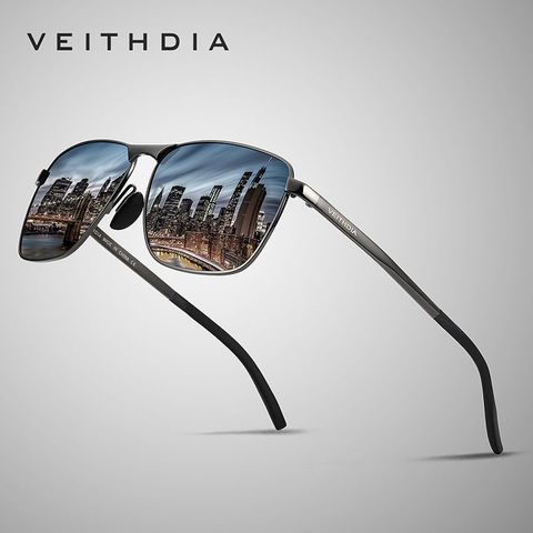 Мужские винтажные солнцезащитные очки VEITHDIA, брендовые прямоугольные очки с поляризационными стеклами, степень защиты UV400, для мужчин и женщ... ► Фото 1/6