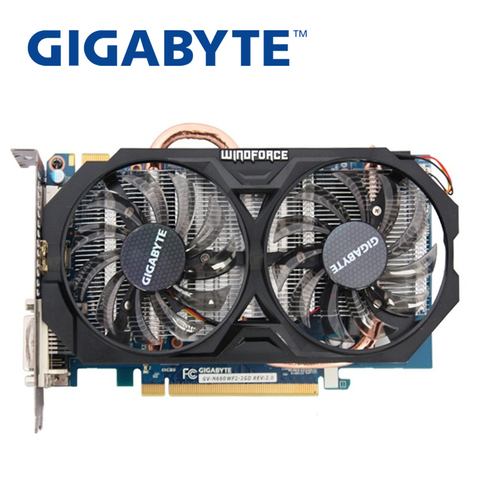 Видеокарты GIGABYTE GTX 660, 2 Гб, 192 бит, GDDR5 N660, 2G, графические карты для nVIDIA Geforce GV-N660WF2-2GD Hdmi, б/у карты ► Фото 1/6