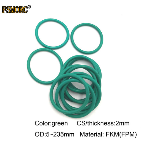 Уплотнительное кольцо, зеленое уплотнительное кольцо FKM OD5mm ~ 235mm * 2mm толщина/CS маслостойкая кислотоустойчивая и щелочная уплотнительная прокладка FPM уплотнительное кольцо ► Фото 1/3