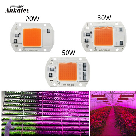 Светодиодная лампа для выращивания растений COB chip полный спектр AC 220V 110V 20W 30W 50W теплицы для комнатных саженцев растений и роста цветов ► Фото 1/6