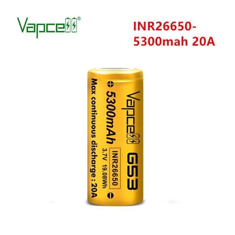 Оригинальная батарея VapCell INR26650 5300mah 20A G53 19.08Wh 3,7 V перезаряжаемые 26650 литиевые батареи для фонарика ► Фото 1/1