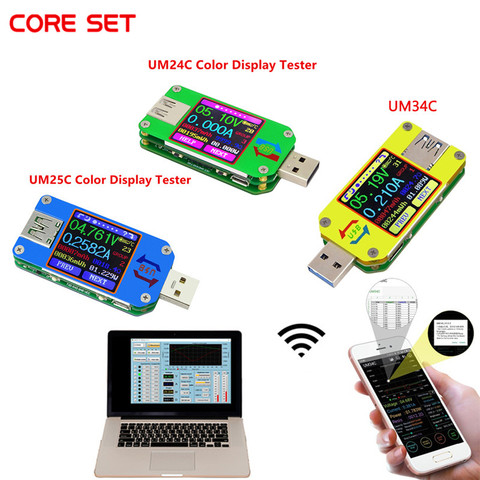 USB-тестер напряжения UM34/UM34C UM24/UM24C UM25/UM25C с цветным ЖК-дисплеем, измеритель тока, вольтметр, измерение заряда батареи ► Фото 1/6