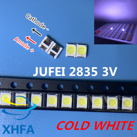 100 шт. светодиодный светильник JUFEI Подсветка 1210 3528 2835 1 Вт 3В 107LM холодный белый ЖК-дисплей Подсветка для ТВ Применение 01.JT. 2835BPWP2-C ► Фото 1/5
