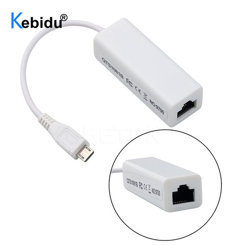 Kebidu Micro USB к RJ45 сетевая карта 100 Мбит/с RJ45 Ethernet Micro USB 2,0 Lan Кабель-адаптер для Android ПК ноутбуков планшетов ► Фото 1/6