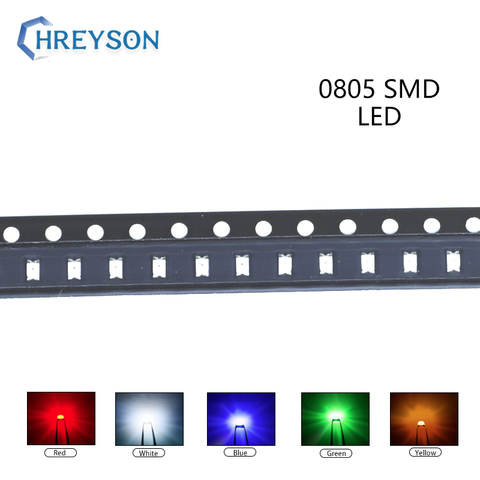 100 шт. 0805 SMD LED электронный компонент, цвет: синий, желтый, белый, зеленый, красный, оранжевый, фиолетовый, RGB высокой светильник на светодиодах DIY Kit ► Фото 1/6