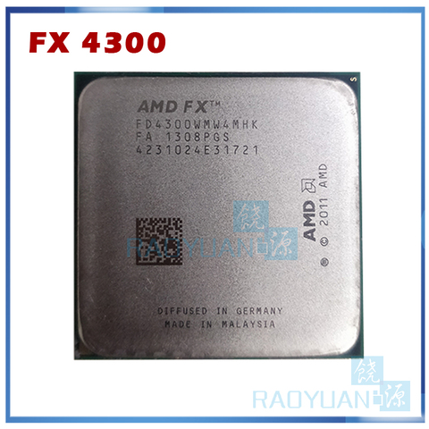 Четырехъядерный процессор AMD FX Series FX4300 3,8 ГГц, процессор FX 4300 FD4300WMW4MHK 95 Вт, разъем AM3 + ► Фото 1/2