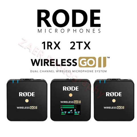 Беспроводной двухканальный микрофон Rode Wireless Go II RX 2TX 200m, трансмиссия, микрофон для телефона, цифровой зеркальной камеры, для студийного интервью ► Фото 1/6