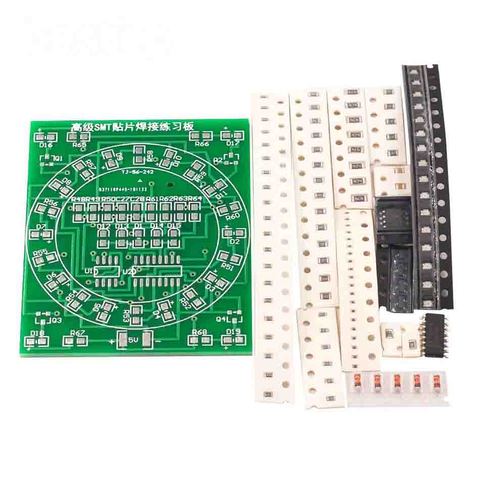 SMD компонентная паяльная тренировочная плата CD4017 + NE55, комплект водяного света, обучение навыкам, Сварочная тренировочная плата, тренировочный комплект ► Фото 1/6