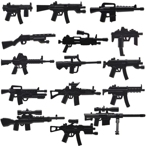 10 шт./лот WW2 военные пистолеты MP5KS армейское оружие M249 строительные блоки детали M4A1 M14A аксессуары игрушки для детей ► Фото 1/6