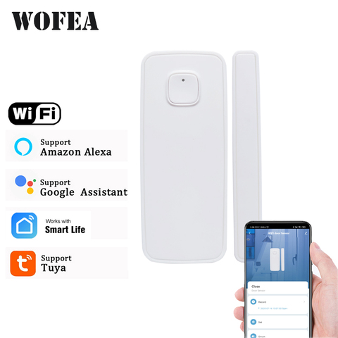 Беспроводной датчик окна и двери Wofea 433 МГц/Wi-Fi, контактный магнитный детектор с Wi-Fi, умный датчик двери, батарея в комплект не входит ► Фото 1/5