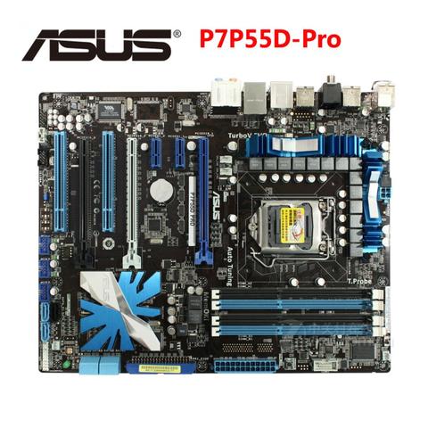 Материнская плата ASUS P7P55D Pro, DDR3, 16 гб, P55, материнская плата для настольного пк, LGA 1156, системная плата SATA II, PCI-E X16 AMI BIOS, б/у ► Фото 1/6