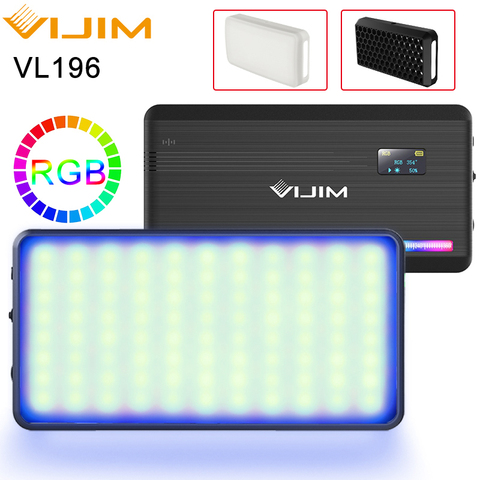 Полноцветная светодиодная лампа VIJIM VL196 2500K-9000K RGB для видеосъемки, 3000 мА/ч, Регулируемая яркость, заполнясветильник с диффузором, студисветил... ► Фото 1/6