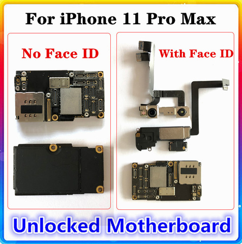 Для iPhone 11 Pro Max материнская плата с/без распознавания лица разблокировка для iPhone 11 Pro Max основная плата 64 Гб/256 ГБ без ID блокировки LTE Поддержка ► Фото 1/4