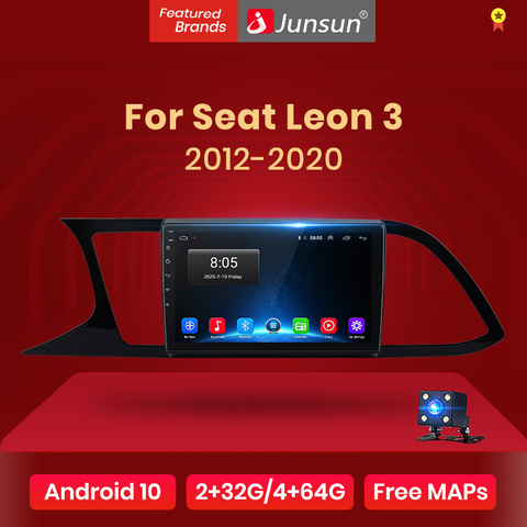 Автомагнитола Junsun V1 pro 2G + 128G Android 10 для Seat Leon 3 2012-2022, мультимедийный видеоплеер, навигация GPS, 2 din, dvd ► Фото 1/6